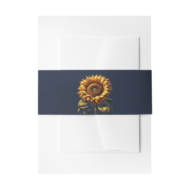 Cintas Para Invitaciones Boda de Girasoles Rústicos Azules (Anverso Ejemplo)