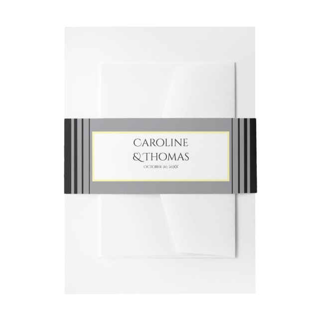 Cintas Para Invitaciones Boda de Glass Black & White Pearl Champagne (Anverso Ejemplo)