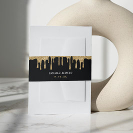 Cintas Para Invitaciones Boda de goteo de Purpurina negro y dorado