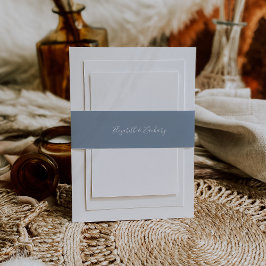 Cintas Para Invitaciones Boda de guión moderno azul polvoriento