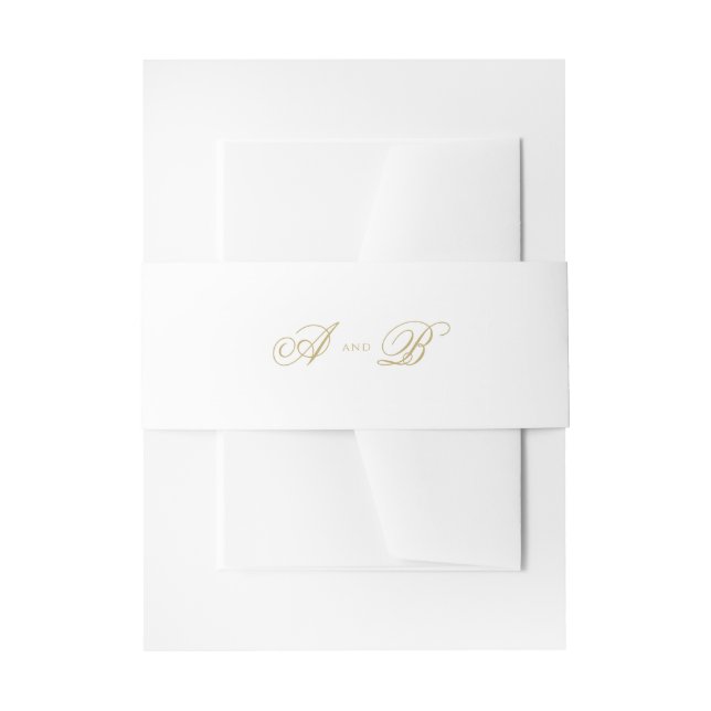 Cintas Para Invitaciones Boda de guiones de monograma dorado clásico formal (Anverso Ejemplo)