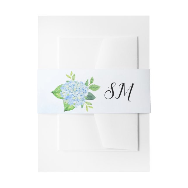 Cintas Para Invitaciones Boda de hidrangea azul acuática moderna (Anverso Ejemplo)