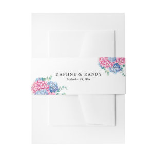 Cintas Para Invitaciones Boda de hidrangea rosa y azul acuarela