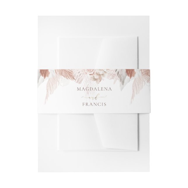 Cintas Para Invitaciones boda de hierba boho pampas (Anverso Ejemplo)