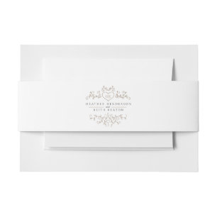 Cintas Para Invitaciones Boda de hoja de corazón monograma beige blanco