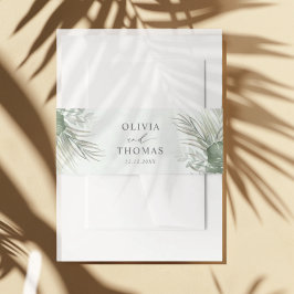 Cintas Para Invitaciones Boda de hoja de palma verde acuarela