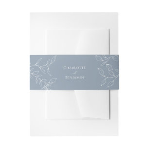 Cintas Para Invitaciones Boda de hoja mínima azul turbio