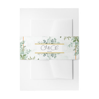Cintas Para Invitaciones Boda de hojas de follaje verde acuarela