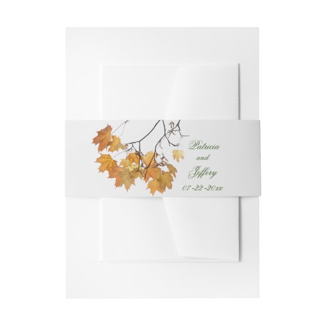 Cintas Para Invitaciones Boda de hojas de otoño artísticas (Anverso Ejemplo)