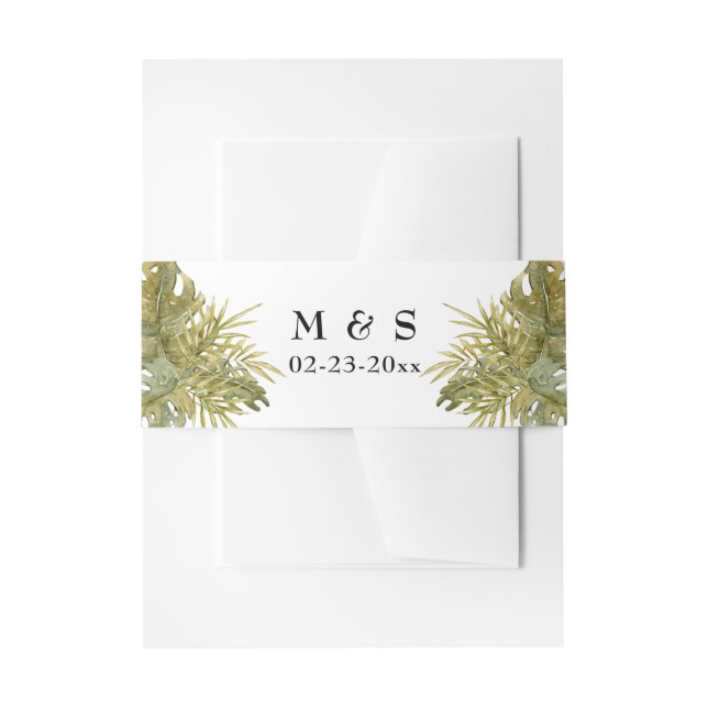 Cintas Para Invitaciones Boda de hojas de palma secas Boho (Anverso Ejemplo)