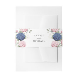 Cintas Para Invitaciones Boda de Hortensias Elegante Floral Rosa y Azul Mar