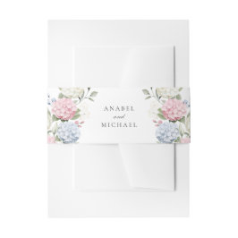 Cintas Para Invitaciones Boda de Hortensias Elegante Floral Rosa y Azul Pol