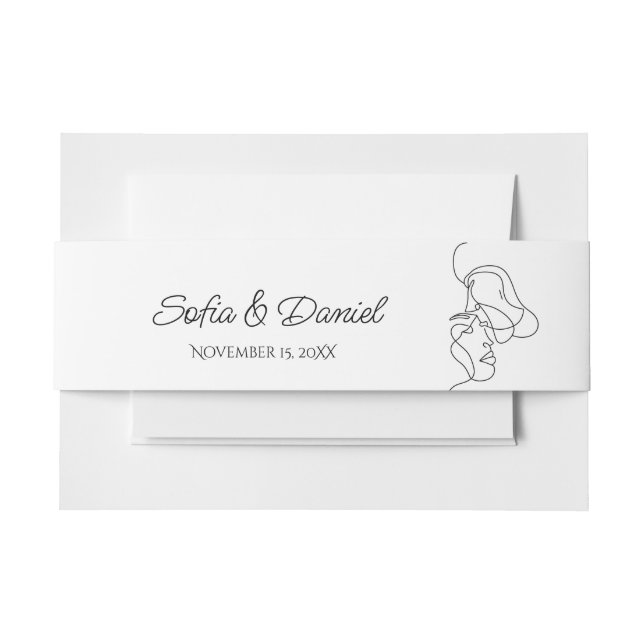 Cintas Para Invitaciones Boda de ilustracion de Pareja de Arte de Línea min (Anverso Ejemplo)