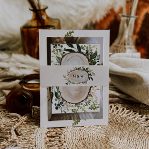 Cintas Para Invitaciones Boda de iniciales de florales rústicos y rebanadas