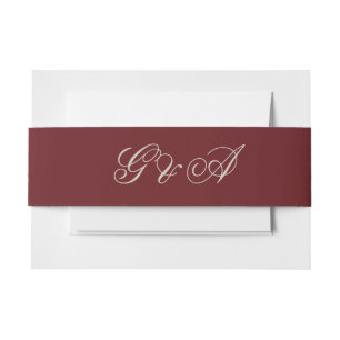 Cintas Para Invitaciones Boda de Iniciales de Guión Borgoña