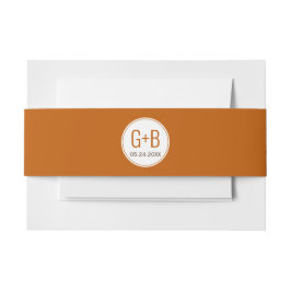 Cintas Para Invitaciones Boda de iniciales de naranjas quemadas elegantes y