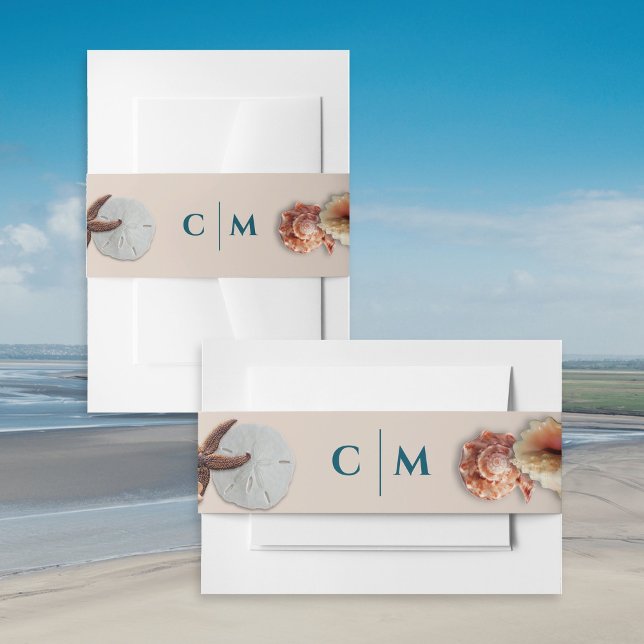 Cintas Para Invitaciones Boda de Iniciales del Monograma de Seashells (Subido por el creador)