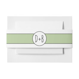 Cintas Para Invitaciones Boda de iniciales y banda verde sabio