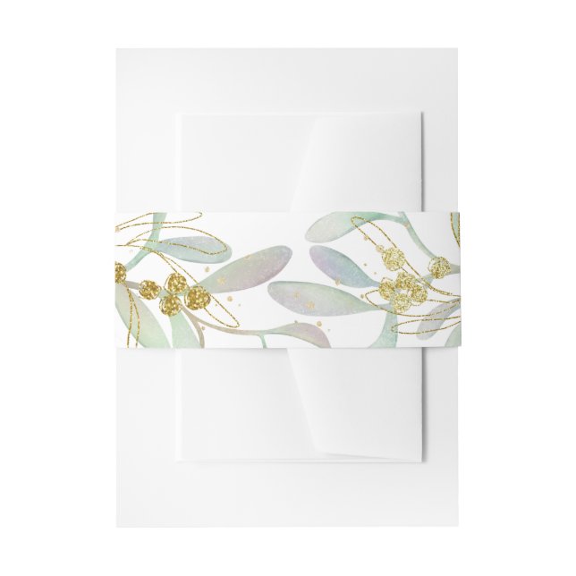 Cintas Para Invitaciones Boda de Invierno Mistletoe Escarcha (Anverso Ejemplo)