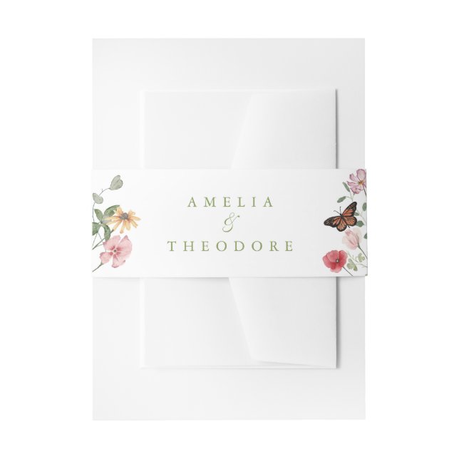 Cintas Para Invitaciones Boda de Jardín de Flores Silvestres (Anverso Ejemplo)