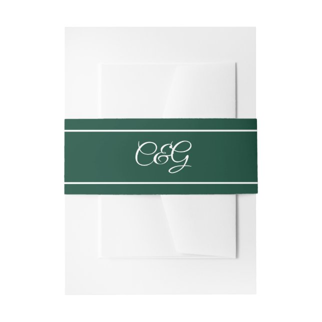 Cintas Para Invitaciones Boda de Kelly Green Monogrammed (Anverso Ejemplo)