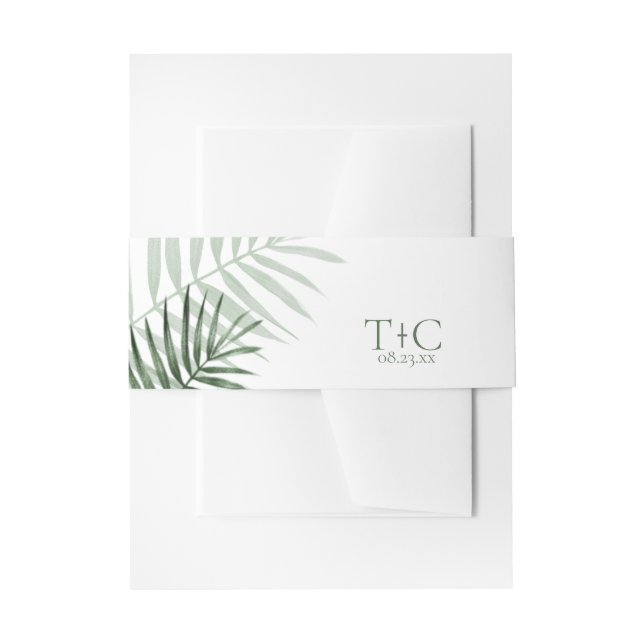 Cintas Para Invitaciones Boda de la hoja de la palma exuberante verde/blanc (Anverso Ejemplo)