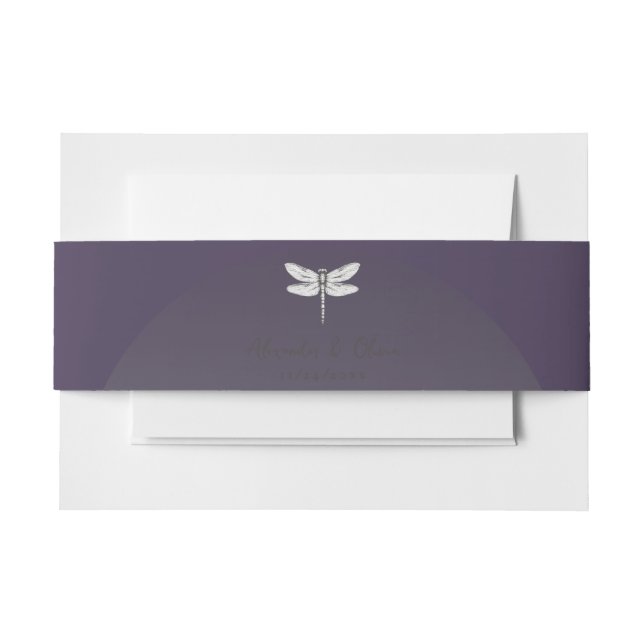 Cintas Para Invitaciones Boda de la libélula morada oscura (Anverso Ejemplo)