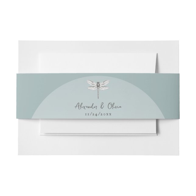 Cintas Para Invitaciones Boda de la libélula verde azulada (Anverso Ejemplo)