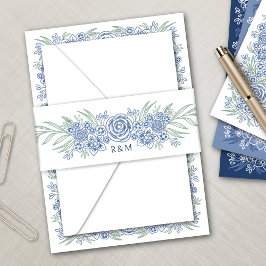 Cintas Para Invitaciones Boda de la Marina Azul Dusty Floral Botánica