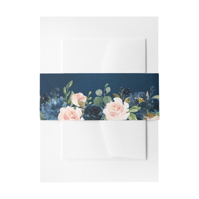 Cintas Para Invitaciones Boda de la Marina Azul Rubor Rosa Rosa Boho (Anverso Ejemplo)
