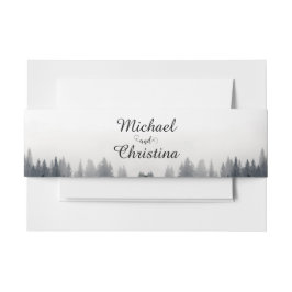 Cintas Para Invitaciones Boda de la naturaleza del bosque de abeto de niebl