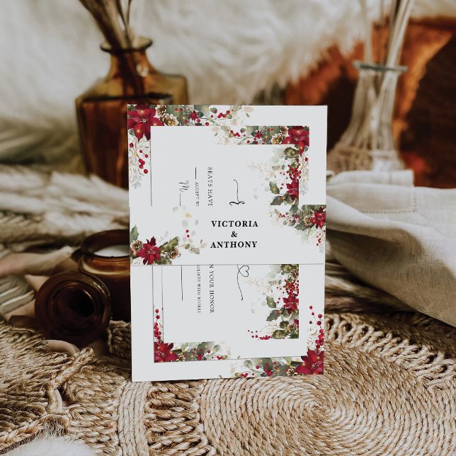 Cintas Para Invitaciones Boda de la Poinsettia Roja navidades (Subido por el creador)