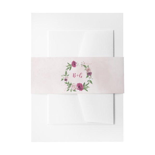 Cintas Para Invitaciones Boda de la vegetación burdeos mauve rosa (Anverso Ejemplo)