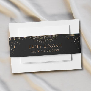 Cintas Para Invitaciones Boda de las estrellas de luna mística del oro negr