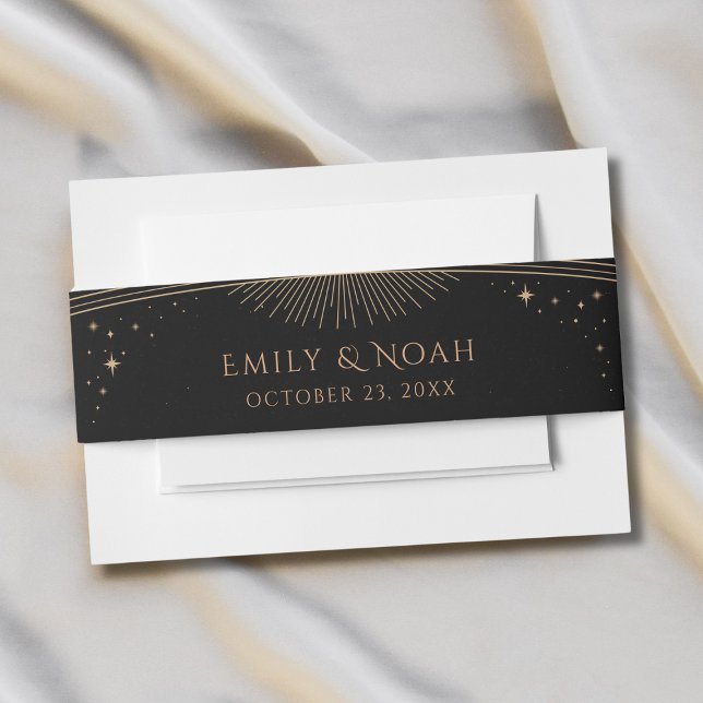 Cintas Para Invitaciones Boda de las estrellas de luna mística del oro negr (Subido por el creador)