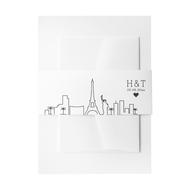 Cintas Para Invitaciones Boda de Las Vegas | Monograma estilizado de líneas (Anverso Ejemplo)