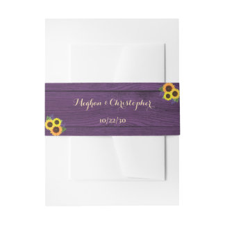 Cintas Para Invitaciones Boda de Lavanda Rústico Morado de Madera Sunflower