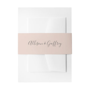 Cintas Para Invitaciones Boda de letra caligráfica gris y rubor sólido