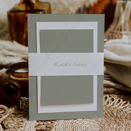Cintas Para Invitaciones Boda de letra verde moderna sage