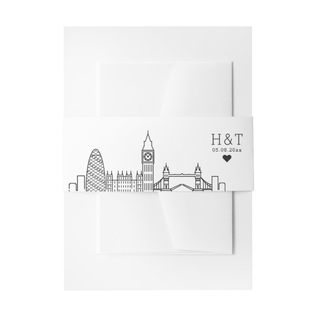 Cintas Para Invitaciones Boda de Londres | Invitación estilizada a monogram (Anverso Ejemplo)