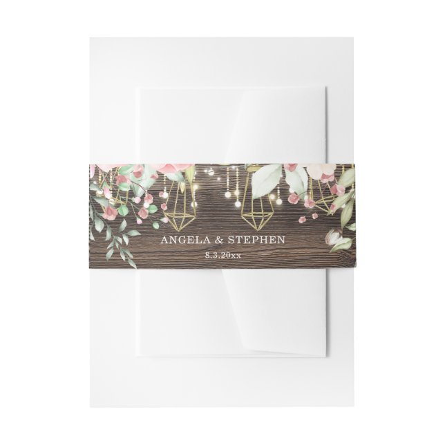 Cintas Para Invitaciones Boda de luces de cuerda floral de madera de estilo (Anverso Ejemplo)
