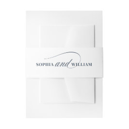 Cintas Para Invitaciones Boda de Lujo | Caligrafía Blanca y Azul Marino
