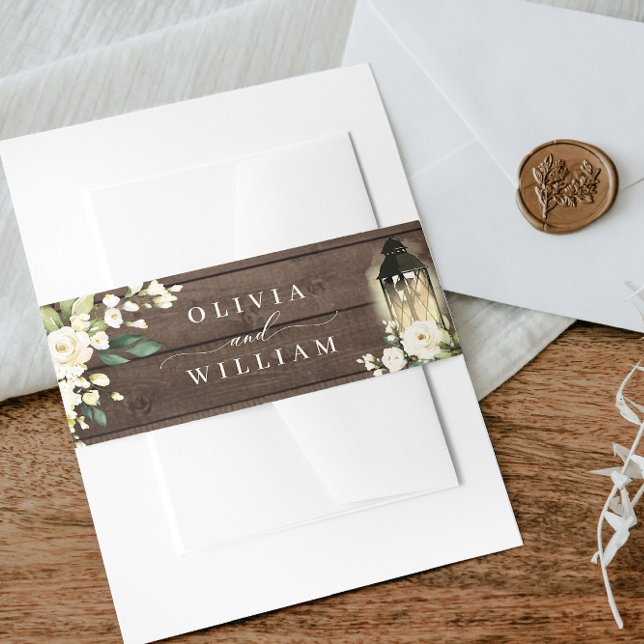 Cintas Para Invitaciones Boda de Madera Rústica Rústica de Rosas Blancas (Subido por el creador)