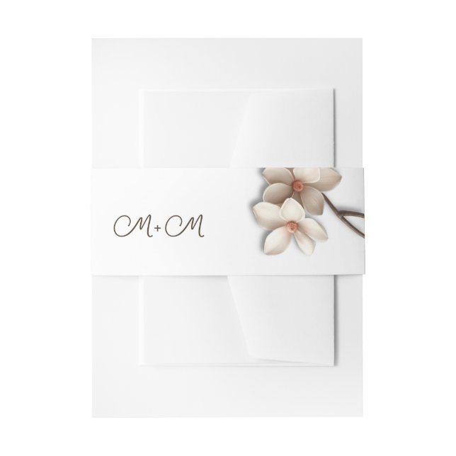Cintas Para Invitaciones Boda de magnolia 3D blanco marfil  (Anverso Ejemplo)