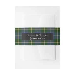 Cintas Para Invitaciones Boda de manitas de tartán azul y verde