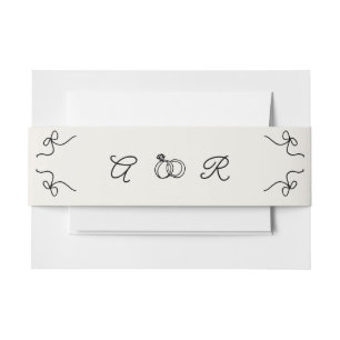 Cintas Para Invitaciones Boda de mano dibujada con monograma de anillo y re