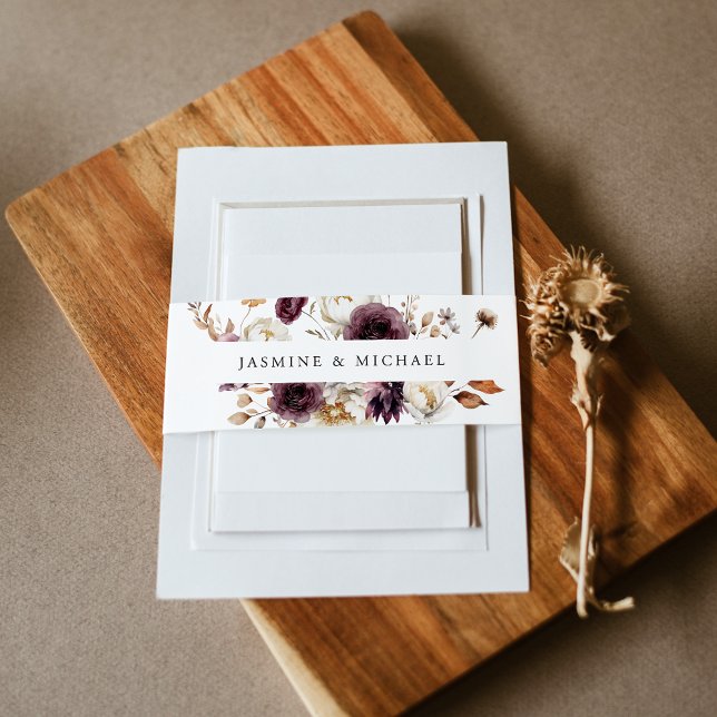 Cintas Para Invitaciones Boda de Marco Floral de Otoño Rústico (Subido por el creador)