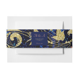 Cintas Para Invitaciones Boda de mariposa Royal Blue Gold