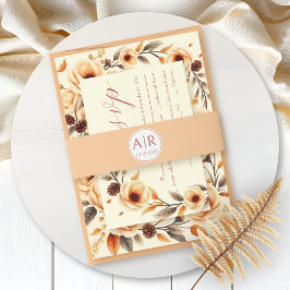 Cintas Para Invitaciones Boda de melocotón inicial simple y elegante