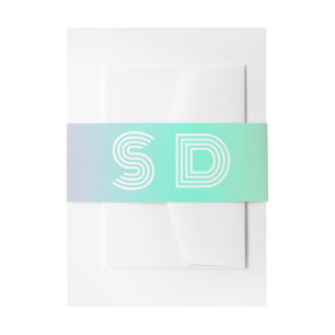 Cintas Para Invitaciones Boda de Moda de monograma de gradiente holográfico